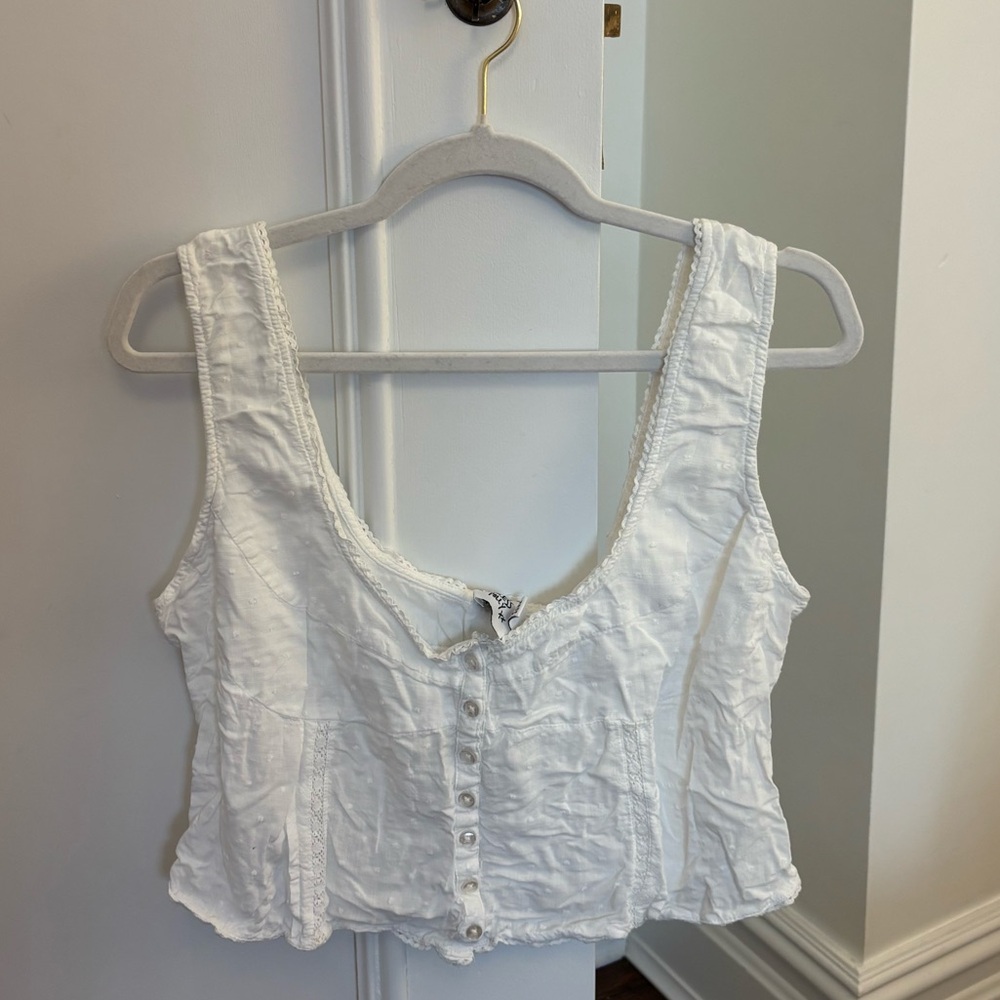 Princess Polly White Button-Front Cropped Camisole
